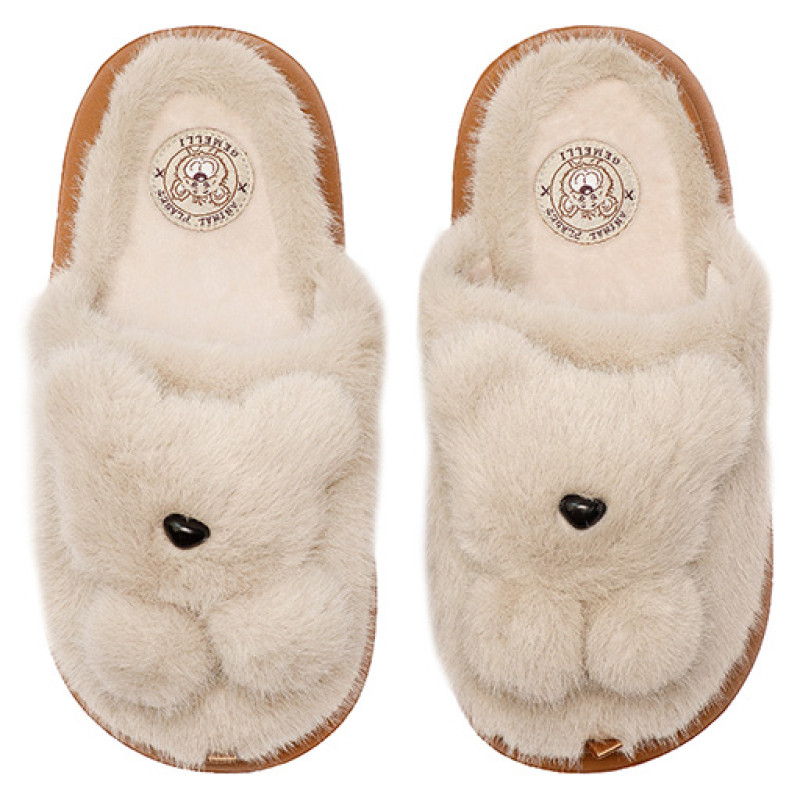 Женские домашние тапочки Ведмежа бежевый 4823043357056Beige